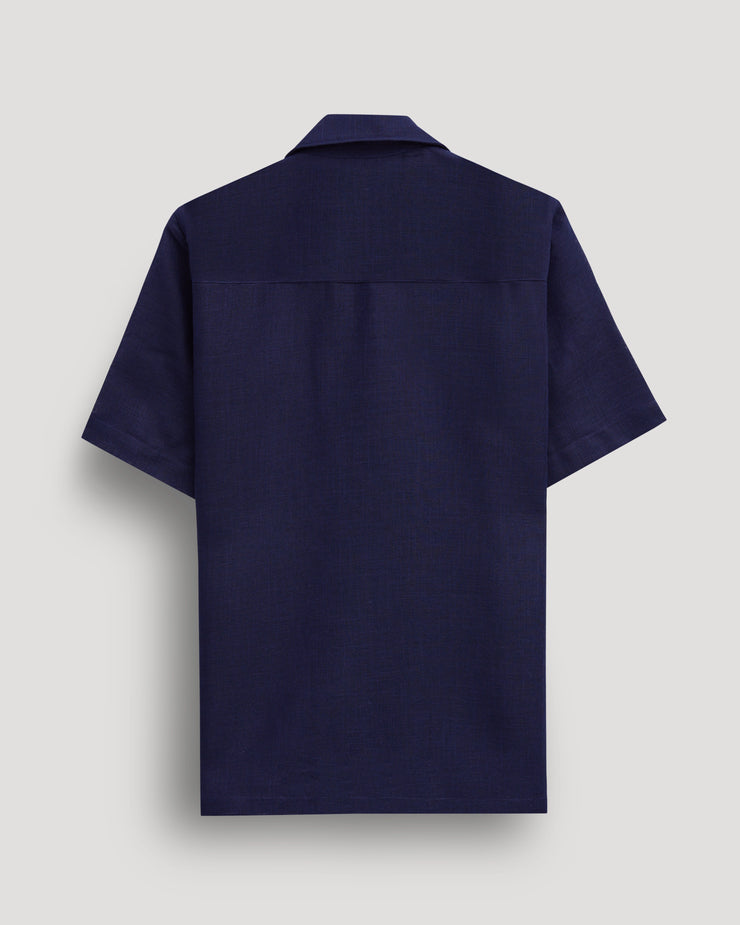Navy half sleeve linen shirt for men