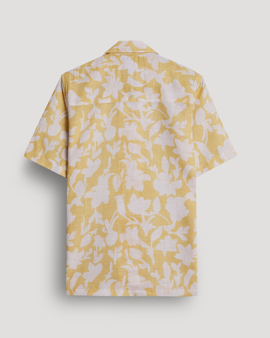 Yellow floral printed linen shirt for men