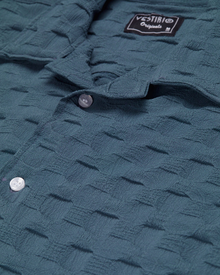 French blue textured checks shirt for men