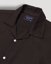 Brown half sleeve linen shirt for men