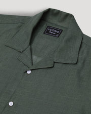 Turtle green half sleeve linen shirt for men