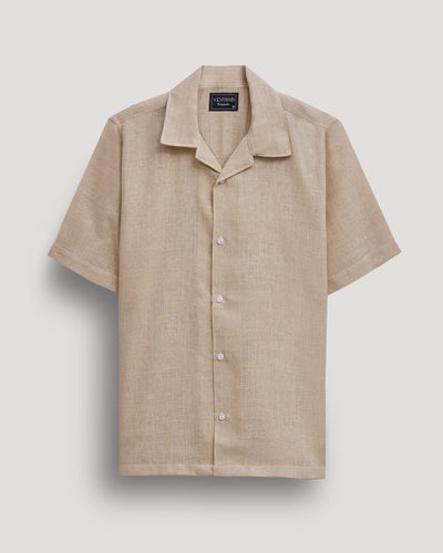 Biege half sleeve linen shirt for men