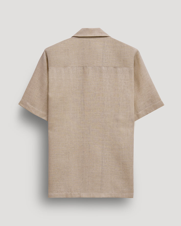 Biege half sleeve linen shirt for men