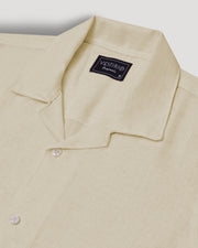 Cream half sleeve linen shirt for men
