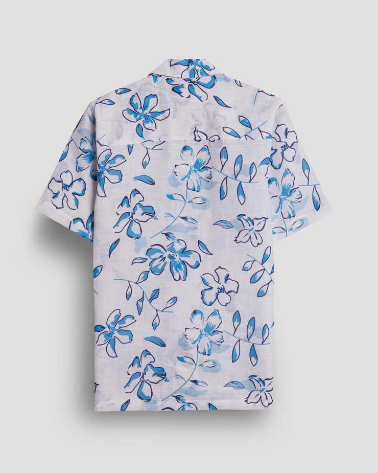 White Flower printed linen shirt for men