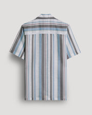 Brown and White stripe printed linen shirt for men