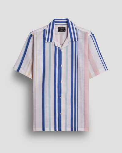 Multicolor stripe printed linen shirt for men