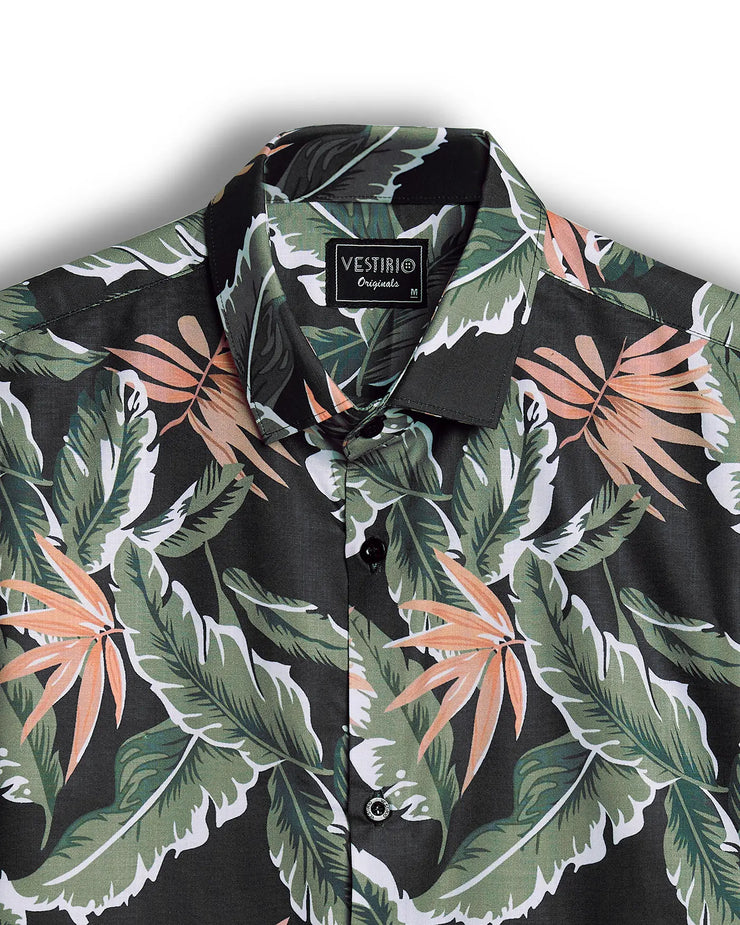 FLORAL COLORFUL CASUAL PRINTED HALF SLEEVE SHIRT FOR MEN