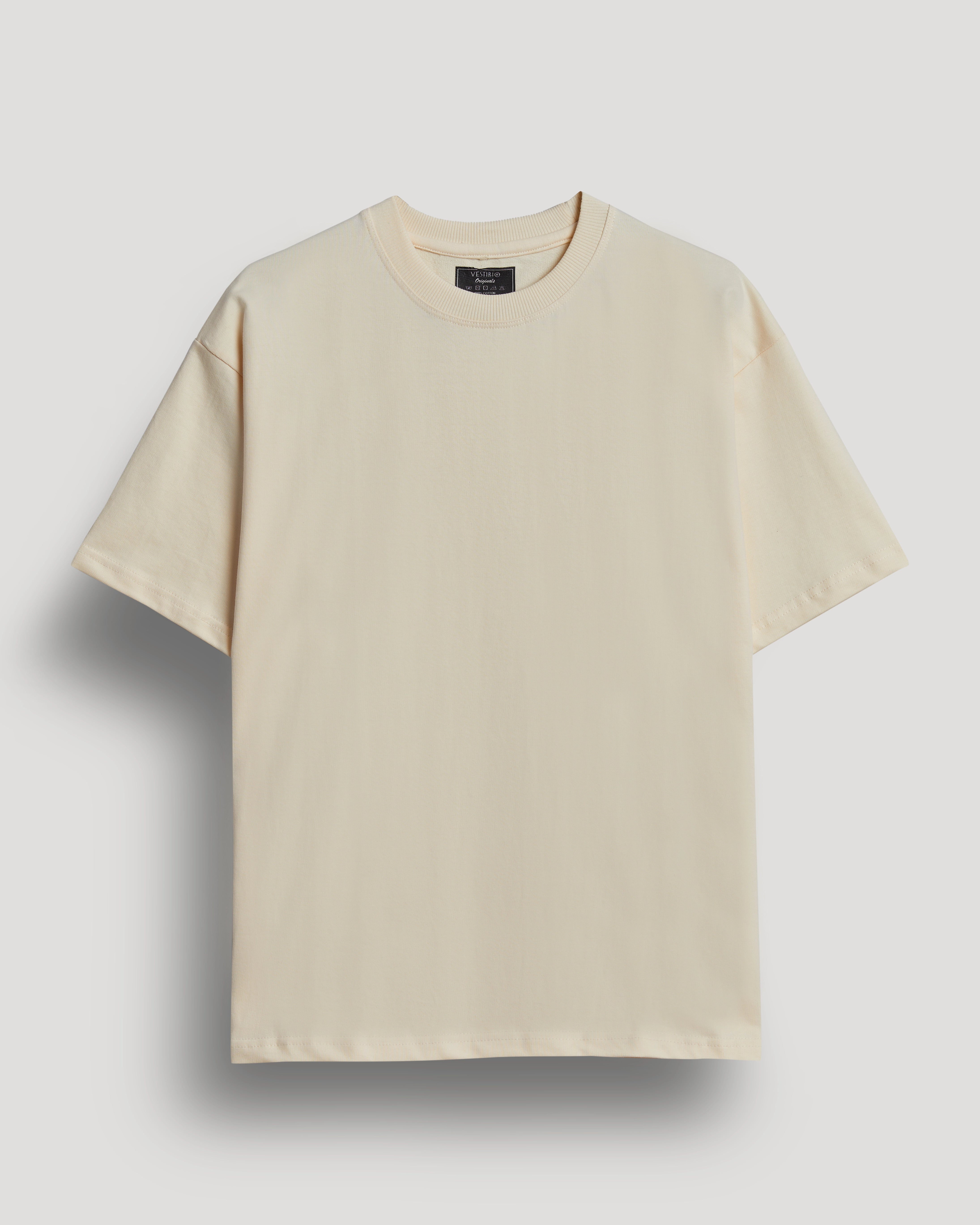 cream plain oversized t-shirt for men low price at vestirio – VESTIRIO
