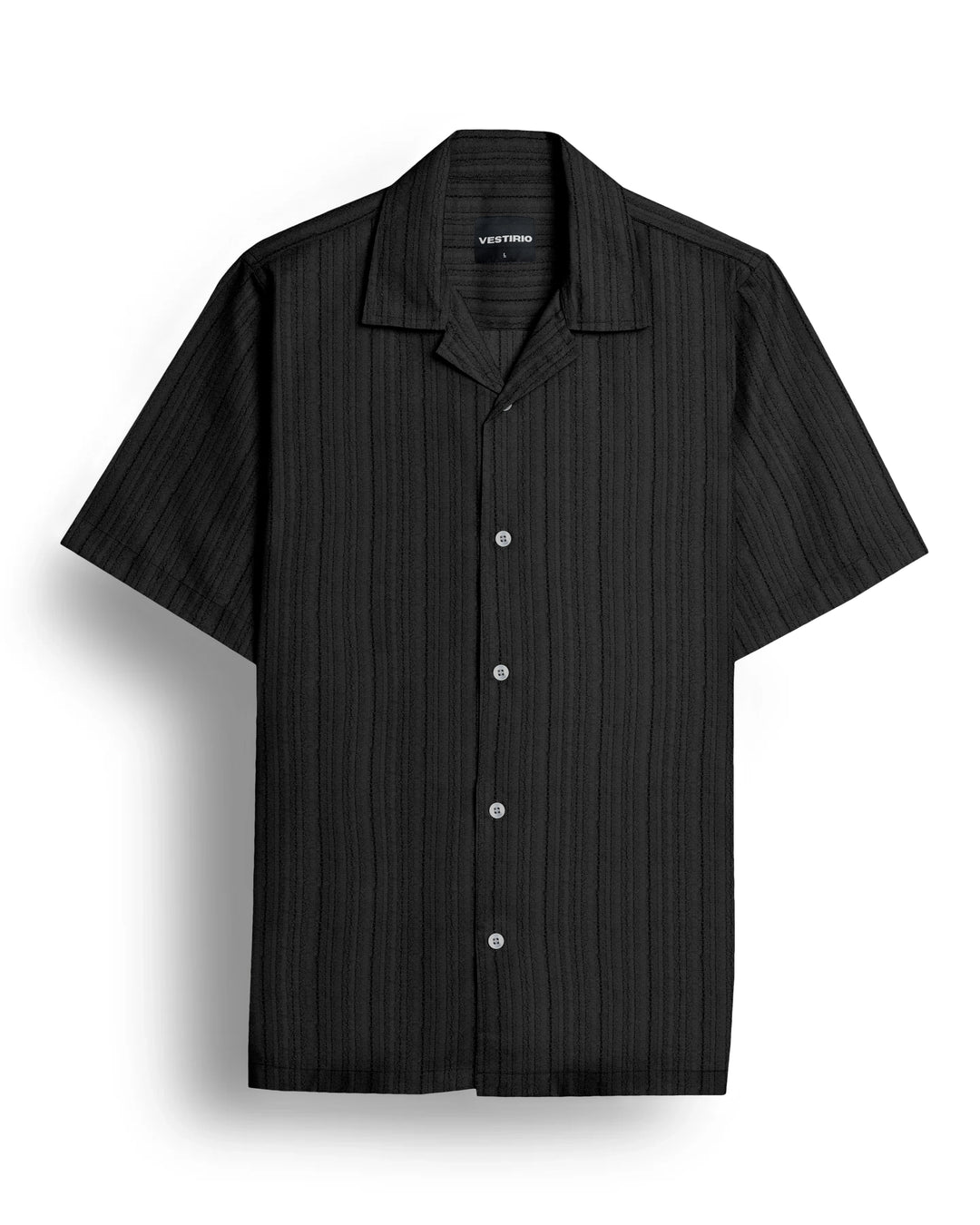Black popcorn half sleeve shirt