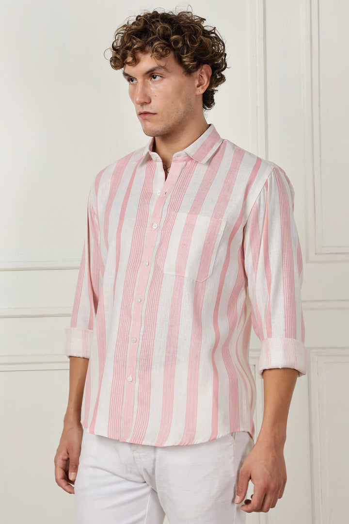 Pink full sleeve linen shirt