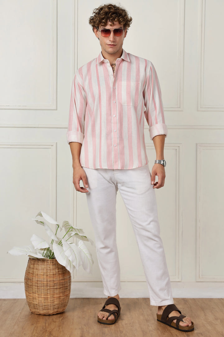 Pink sleeve linen shirt