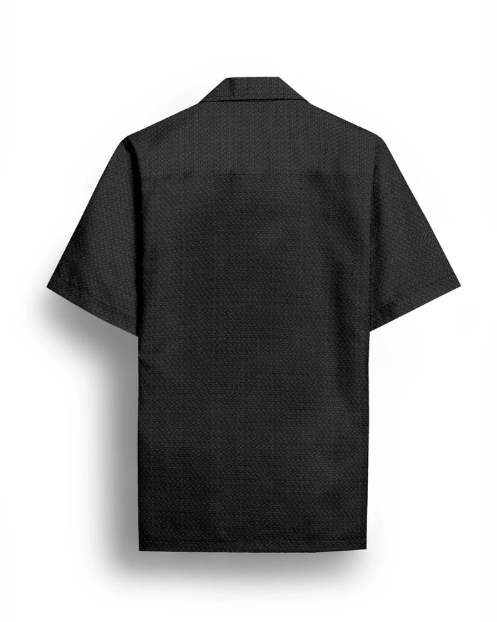 Black textured turkish weave half sleeve shirt