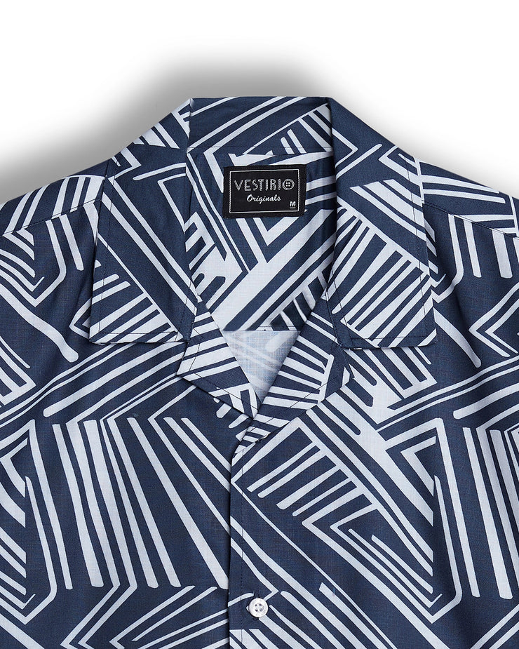 Abstract print navy color half sleeve shirt for men