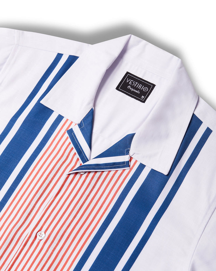 White Boxy Stripe Printed Shirt