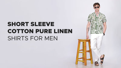 Short sleeve cotton pure linen shirts for men