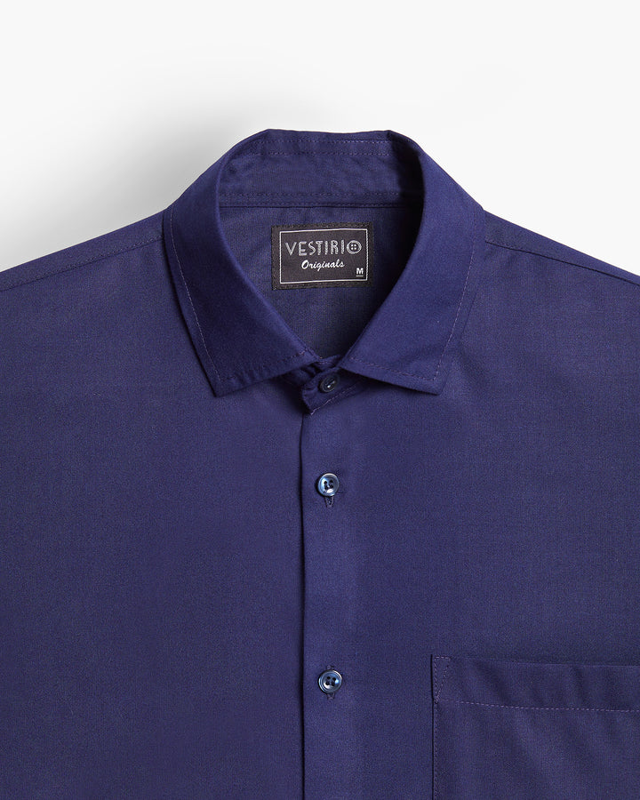 CLASSIC NAVY BLUE FULL SLEEVE PLAIN SHIRT FOR MEN