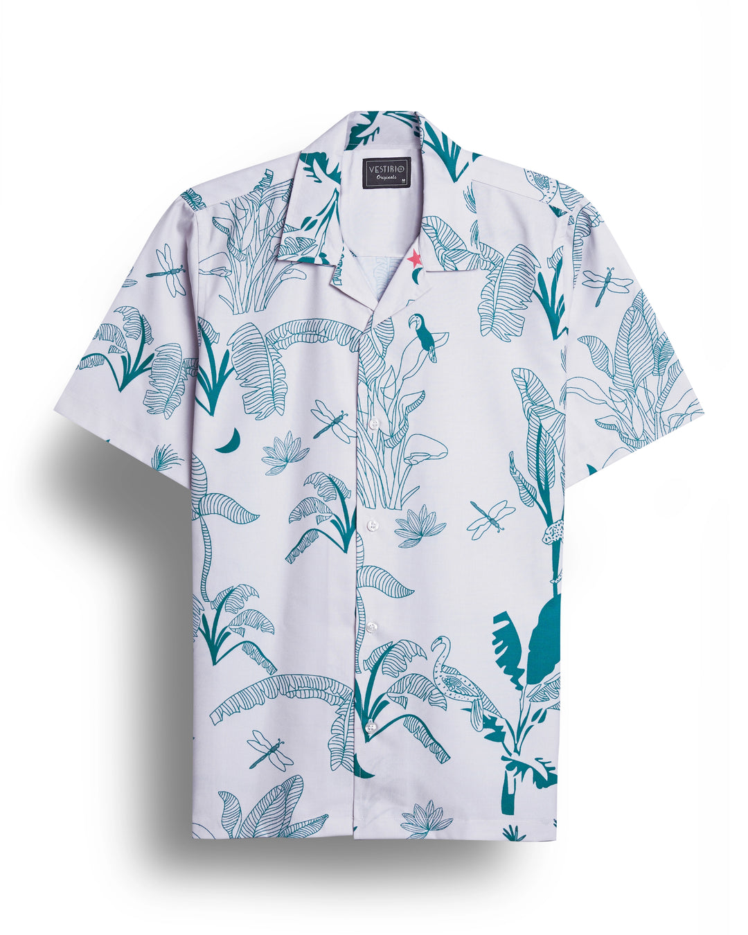 Aloha bird printed camp collar shirt for men