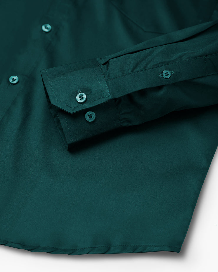 Classic Dark Green Full Sleeve Plain Satin Shirt For Men