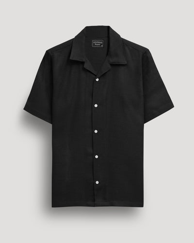 Black half sleeve linen shirt for men