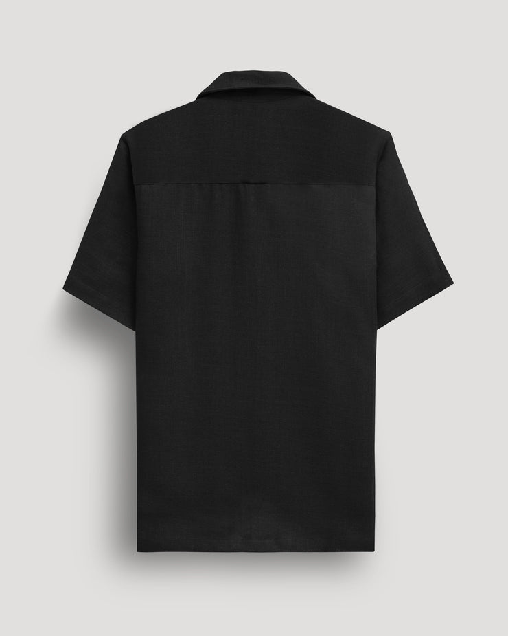 Black half sleeve linen shirt for men