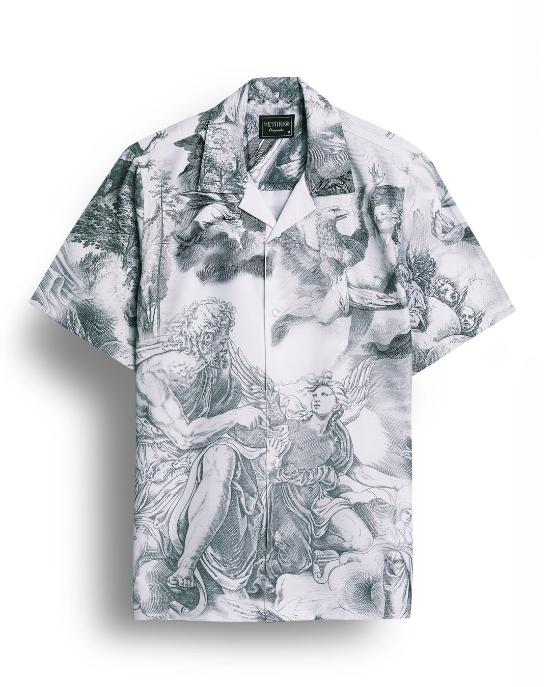 CHRIST BIRTH SKETCH PRINTED CAMP COLLAR SHIRT FOR MEN