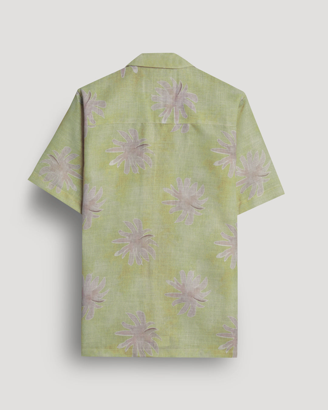 Yellow floral printed linen shirt for men