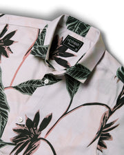 White leaves half sleeve printed shirt for men