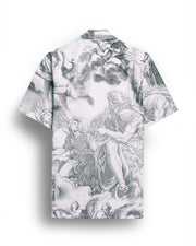 Christ birth sketch printed camp collar shirt for men
