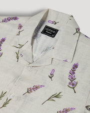 Lavender fields printed linen shirt for men