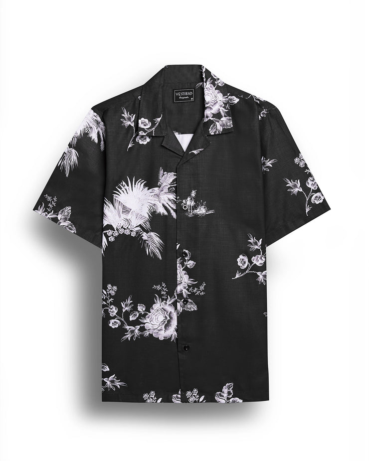 shop black flower printed shirt at vestirio 40 off VESTIRIO