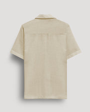Cream half sleeve linen shirt for men