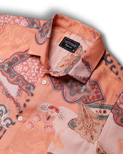 Peach paisley print half sleeve printed shirt for men