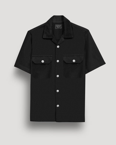 black double pocket half sleeve shirt