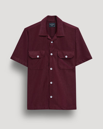 maroon double pocket half sleeve shirt