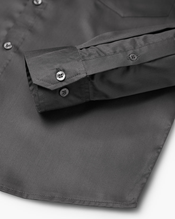 Classic Dark Grey Full Sleeve Plain Satin Shirt For Men