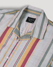 Gray stripe printed linen shirt for men