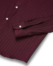Maroon textured stripe shirt for men