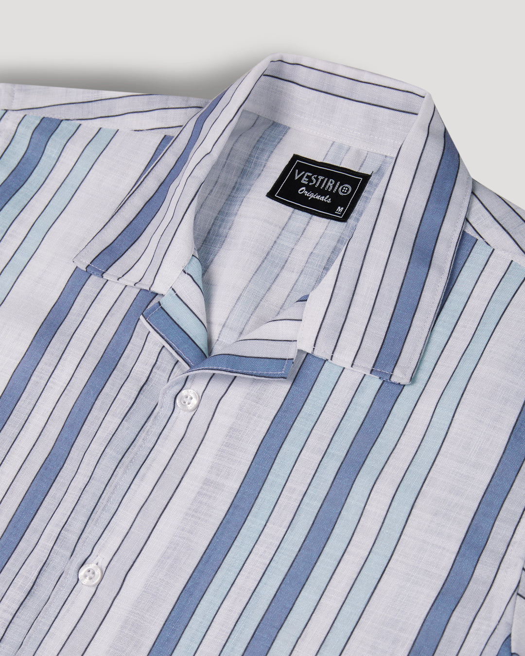 Blue and White stripe printed linen shirt for men