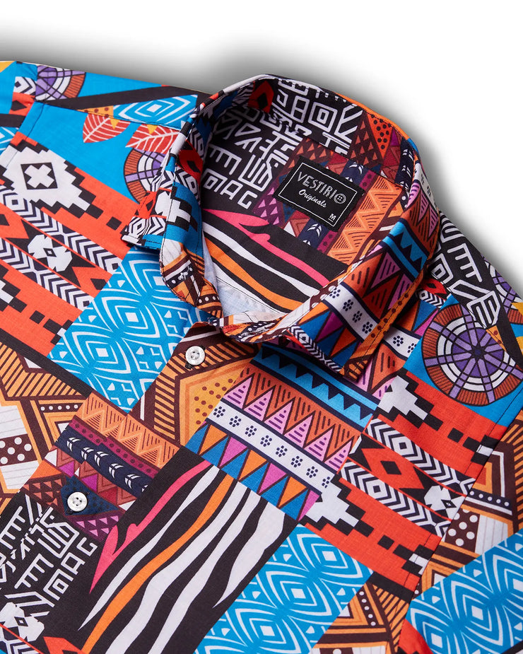Urban mix print multicolored half sleeves shirt for men
