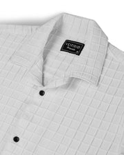 White textured waffle checks shirt for men
