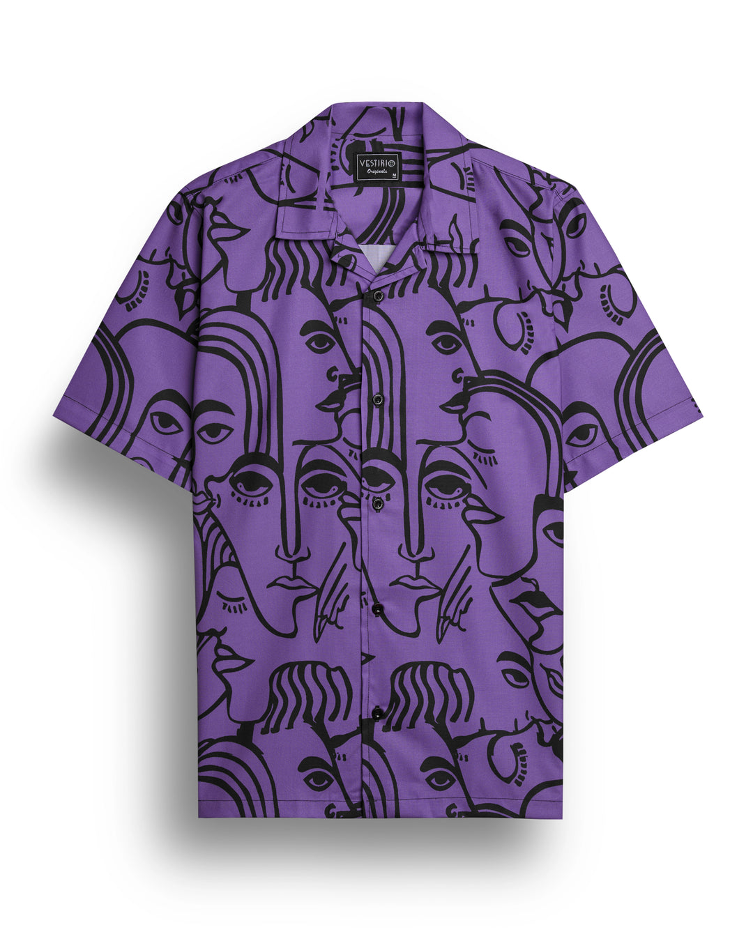 face of abstract printed short sleeve shirt for men