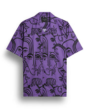 face of abstract printed short sleeve shirt for men