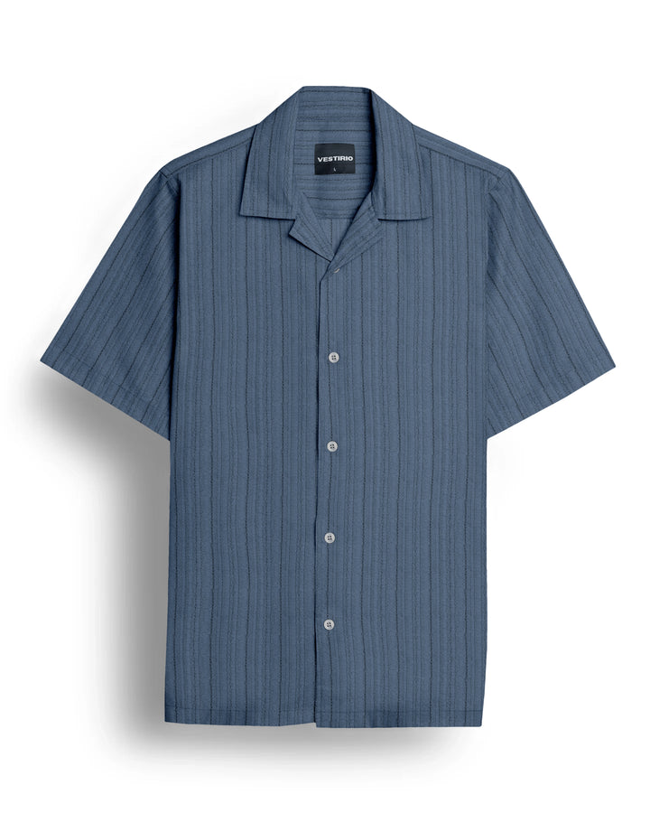 French blue popcorn half sleeve shirt