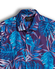 TURQUOISE BLUE LEAVES HALF SLEEVE PRINTED SHIRT FOR MEN