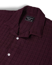 Maroon textured waffle checks shirt for men
