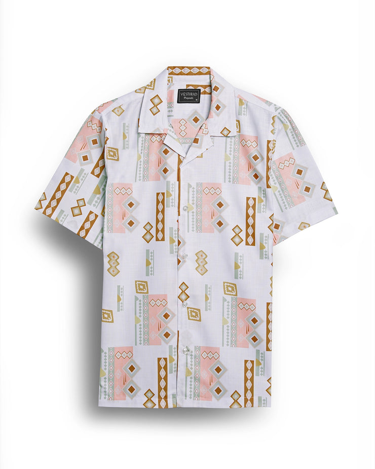 Cream Geometric Printed Shirt