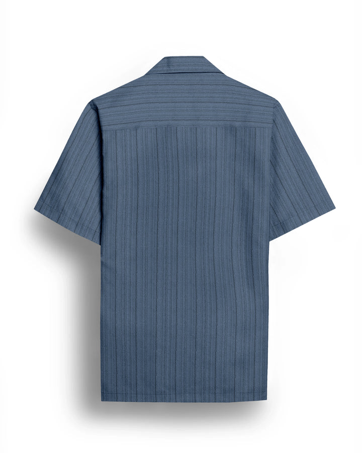French blue popcorn half sleeve shirt
