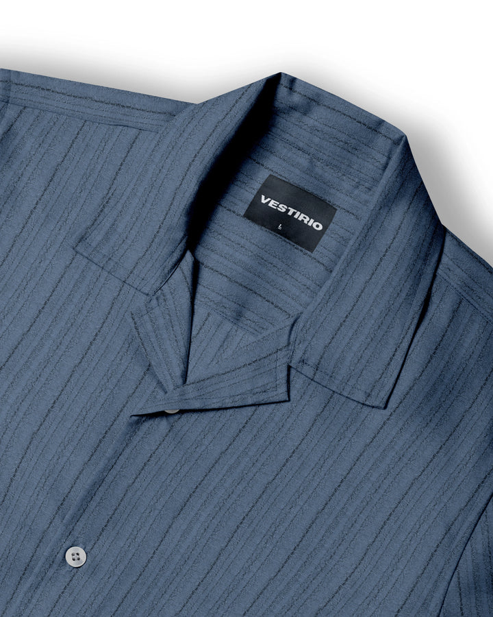 French blue popcorn half sleeve shirt