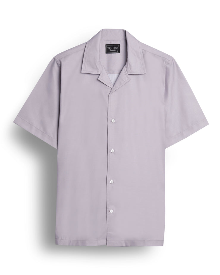 Pink bowling back printed camp collar shirt for men